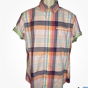 Robert Graham X Men's Large Short Sleeve Button Front Shirt Tailored Fit